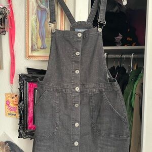 ModCloth Gray Black Denim Overall Dress